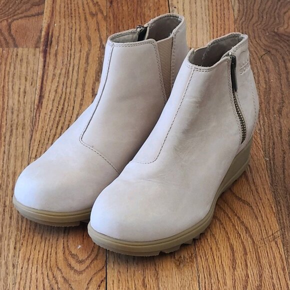 NEW SOREL Evie II Zip Winter Boots 7 Women Leather Waterproof Ankle Wedge Bootie - Picture 6 of 16
